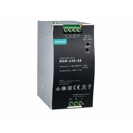 Moxa 240 W/5.0 A Din-Rail 48 Vdc Power Supply, Universal 90 To 264 Vac NDR-240-48
